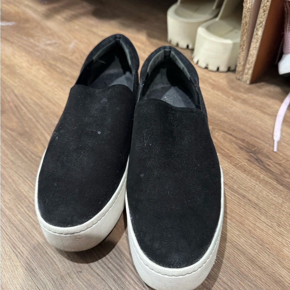 Vince Black Suede Slip-On Sneakers platform size 9